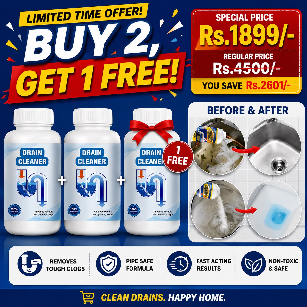 FlowFix Drain Cleaner Powder